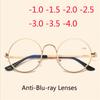Gold Frame Metal Round Myopia Glasses With Degree Women Men Anti Blue Llight Short-Sight Prescription Eyewear -1.0 -1.5 To -4.0