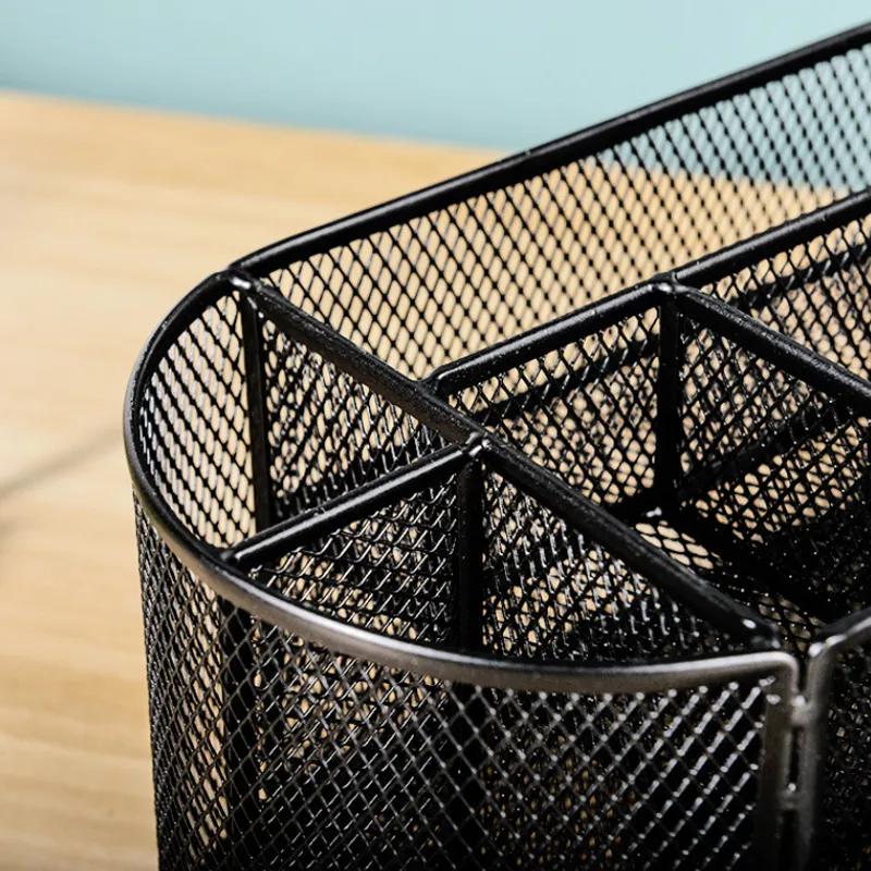 Wholesale Metal Pen Holder Creative Desktop Storage Nine Grid Multi Functional Pen Holder Storage Box Student Stationery Supplies YLE238