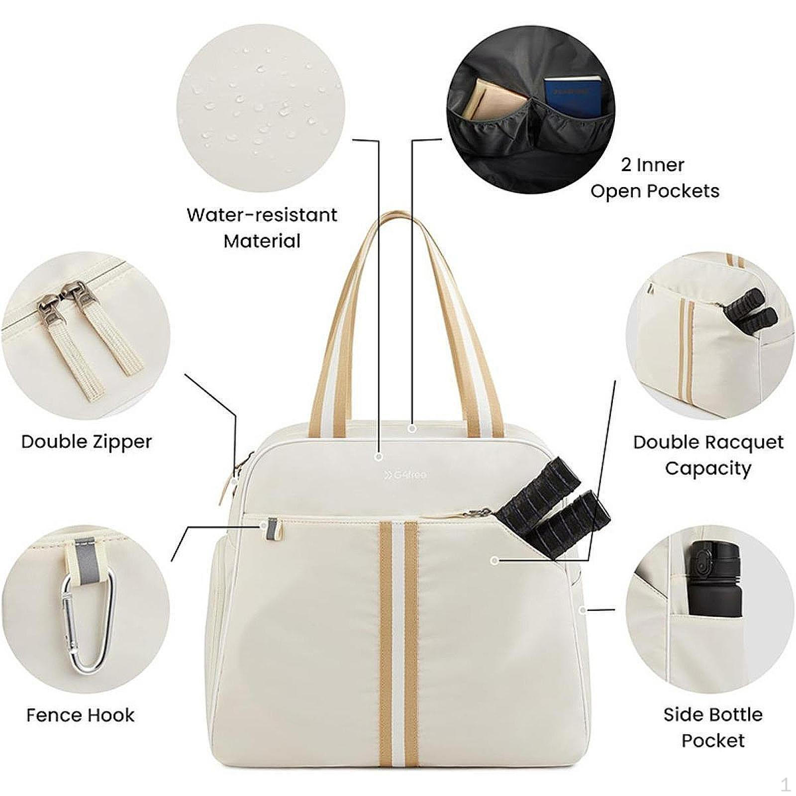 

Pickleball Bag Backpack Large Capacity Portable Handbag Professional Racquet белый
