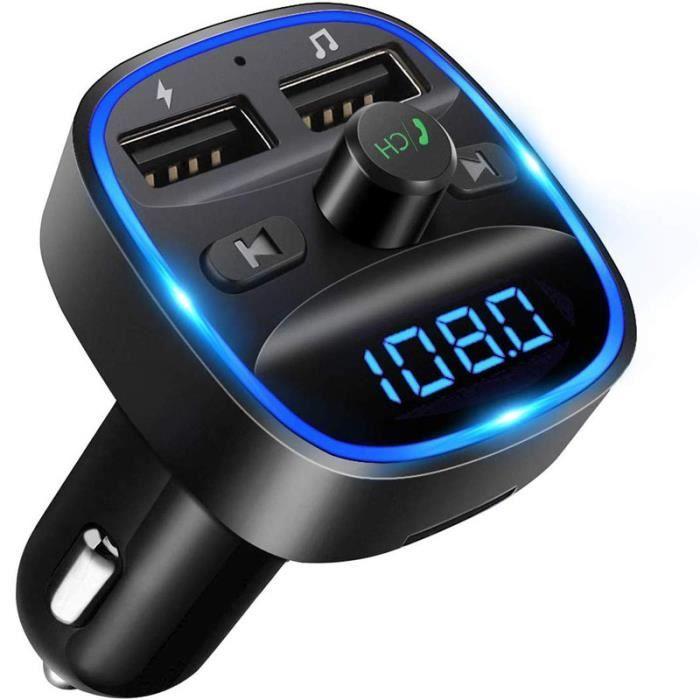 Transmetteur FM Bluetooth, Bluetooth Lecteur MP3 Adaptateur Radio sans Fil Kit Émetteur FM Voiture Chargeur, Appel Mains Libres