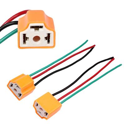HUIQIAODS H4 Headlight Socket Lamp Connector Plug Wire Harness Adapter Pack of 2 (H4 Ceramic Socket)..
