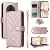 Realme 14 Pro+ 5G Klapphülle, Crossbody-Ledergeldbörse, Roségold