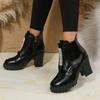 Fashionable New Comfortable Plus Size Sequined High-Heeled Women'S Boots Winter Round Toe Thick Sole Non Slip Casual Work Boots