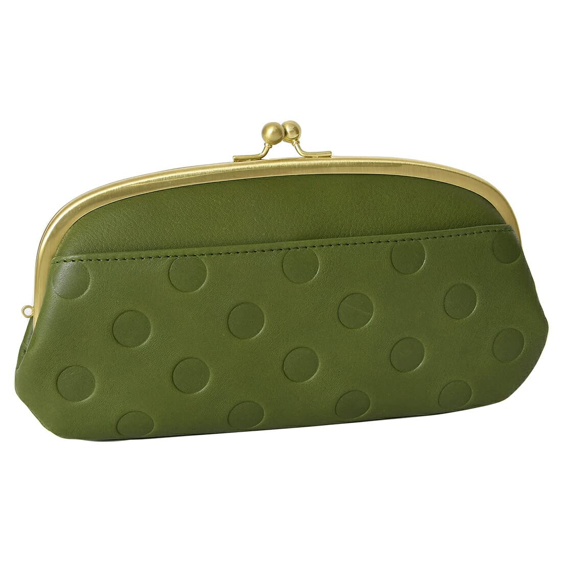 

55214 Длинный кошелек из натуральной кожи с карманами для родителей и детей, передний карман в горошек, сделано в Японии, цвет Zucchero зеленый [Zuchero], женский