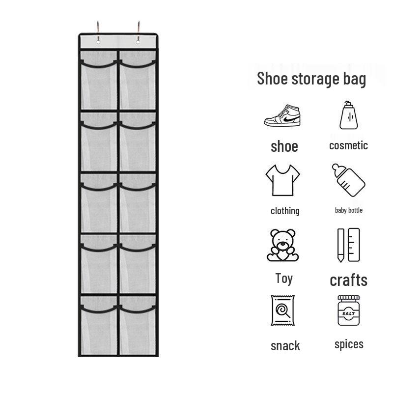 

Fine Mesh 24-Compartment Door Hanging Shoe Storage Bag with Reinforced Hooks