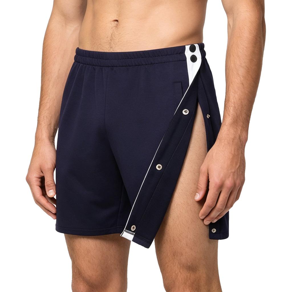 Herren Abreißbare Sportshorts Seiten mit Druckknöpfen Einfach anzuziehen Elastischer Bund Freizeithosen Adaptive Kleidung