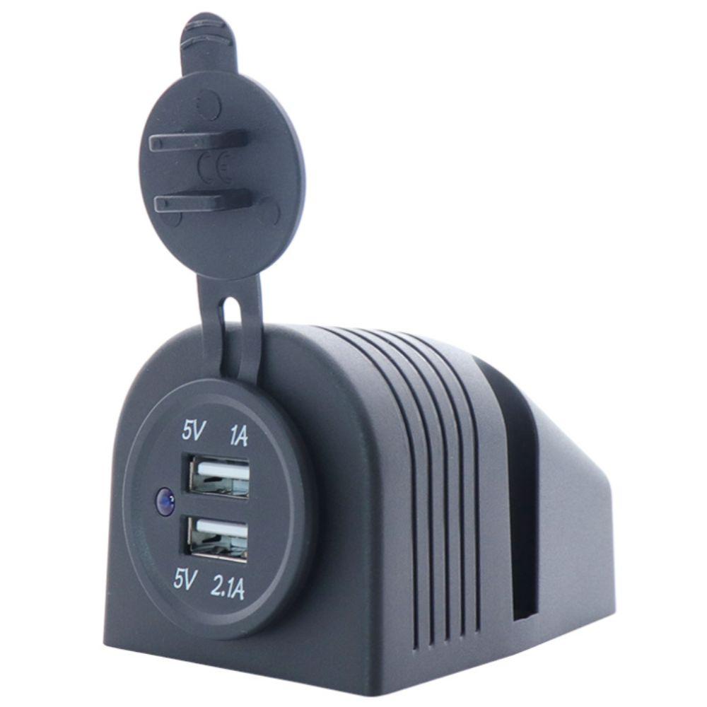 12V USB Socket Black Multiple Function Motorcycle USB Charger  For RV, Boat, Marine, Motorcycle