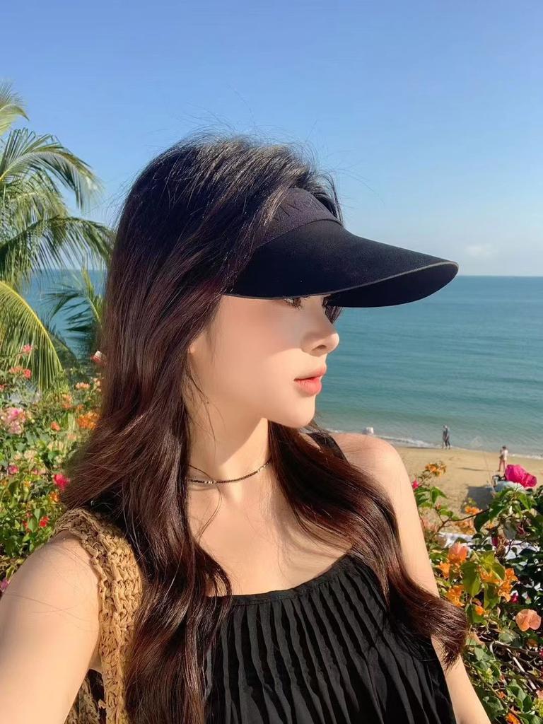 Summer New Seamless One-piece Ice Silk Empty Top Hat Korean Version Fashionable and Beautiful Youth Sports Topless Sun Hat