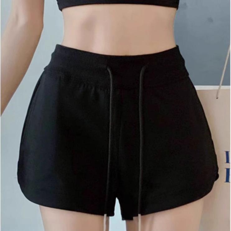 1116 Summer Black Drawstring Casual Sports Shorts Women's Skinny High Waist Versatile Home Pants Hot Pants Women's Outer Wear