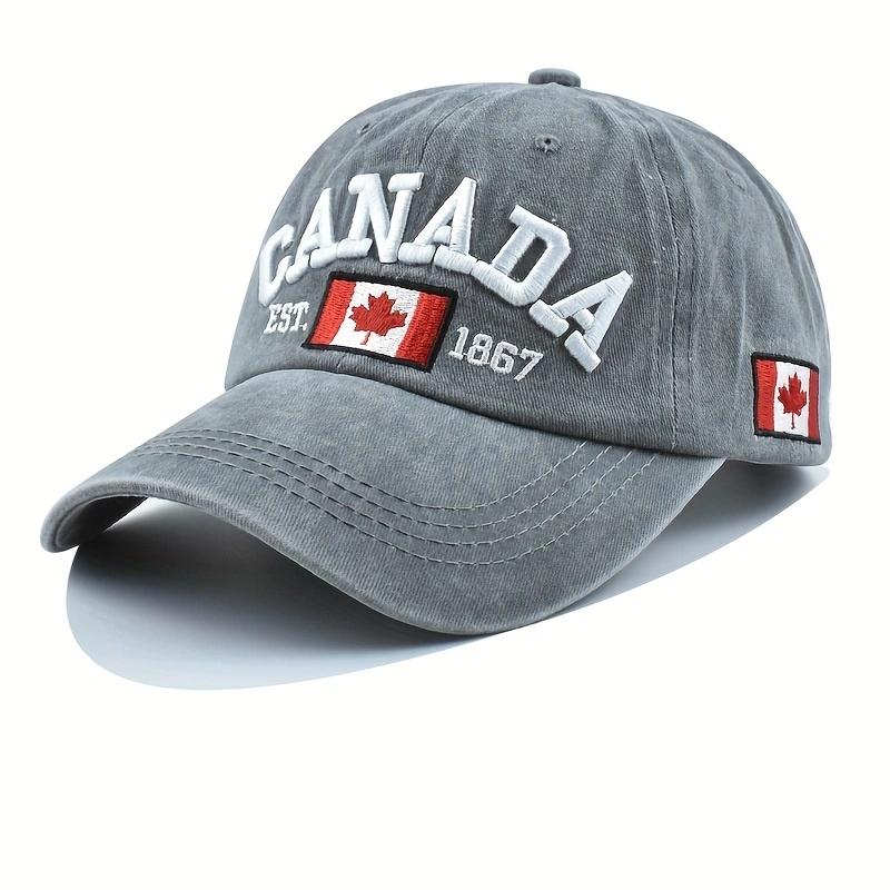 Cross-border vintage washed embroidered letter maple leaf baseball cap, soft-top sunshade adjustable baseball cap