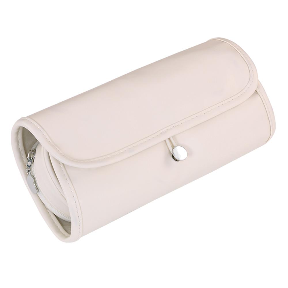 

8094 PU Leather Makeup Brush Storage Bag Waterproof Foldable Cosmetic Bag Large Capacity Organizer with Mesh Pockets