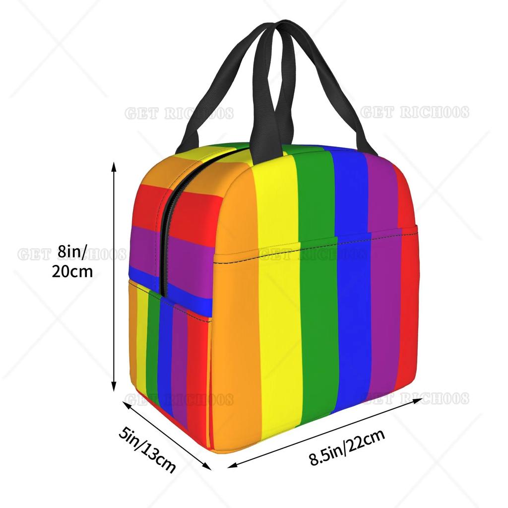 Love Rainbow Lbgt Lunch Bag Colorful Stripe Lunch Bag Small for Men Women Outdoor Picnic Work School Lunch Box Bag Insulated