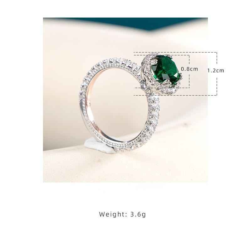 BELLA BOX Round Green Cubic Zirconia Finger Ring For Women Brilliant Accessories Vintage Ring Retro Party Luxury Jewelry Gift