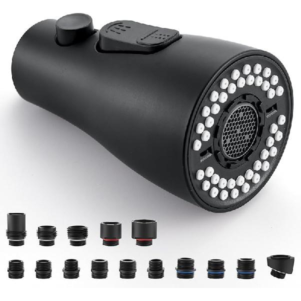 Сменная насадка-распылитель для кухонного смесителя - Выдвижная насадка-распылитель с 15 адаптерами, Выдвижная насадка-распылитель для смесителя, 3 режима распыления для кухонного крана Sprayer Head Replacement