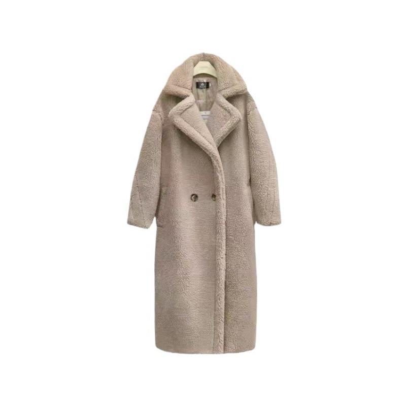 Teddy bear coat women's long thickened imitation lamb wool plush coat imitation sheep shearing cotton clothing winter loose