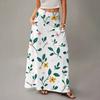 Women's Casual Leisure Foldable Floral Print High Waist With Pocket Draped  Relaxed Long Maxi Skirt