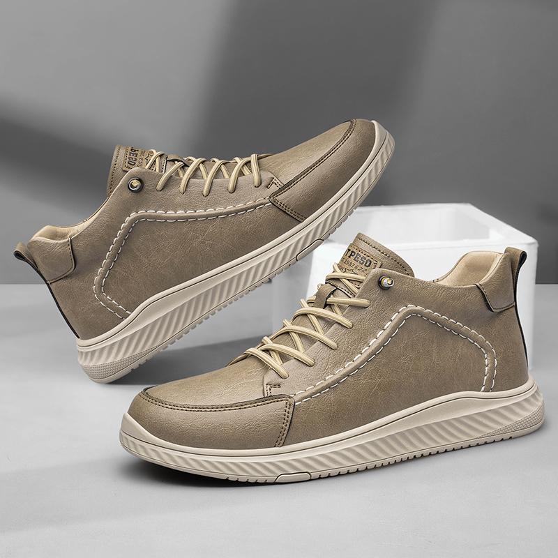 Britischer Stil Dickbesohlte Herren High Top Baumwollschuhe Winter Samt Herren Echtleder Freizeitschuhe Outdoor Oxford Schuhe