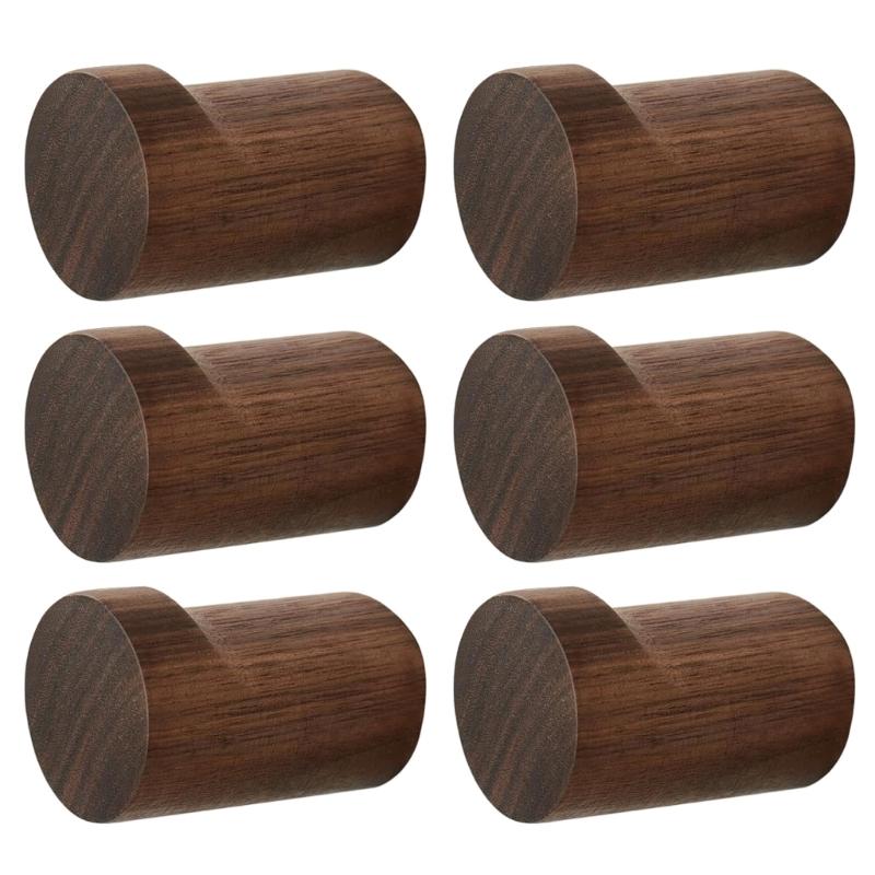 6Pcs Natural Wood Wall Mounted Hook Handmade Smooth Surfaces Hook Load Sturdy Home Organization