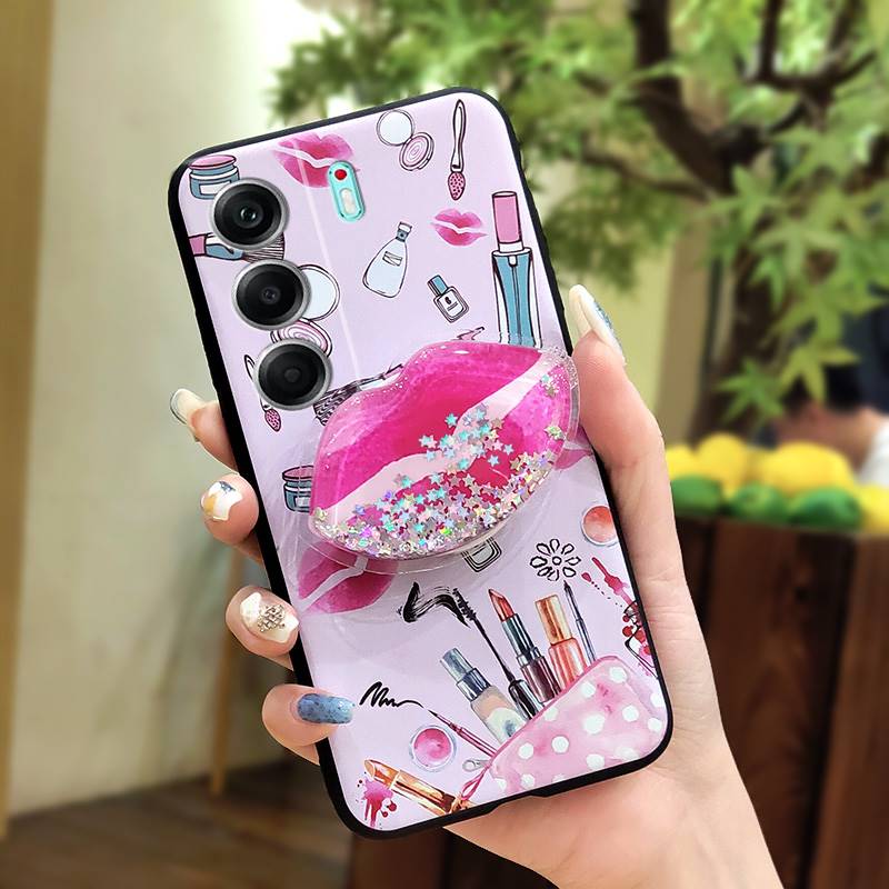 Cartoon Durable Phone Case For Tecno Camon40 4G/CM5 Waterproof Back Cover Soft Case Skin feel silicone Glitter Quicksand