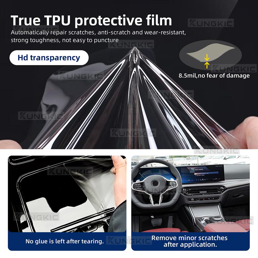 TPU Paint Protective Foil for BMW G20 G21 Series 3 2025 Interior Center Console Anti-Scratch Transparent