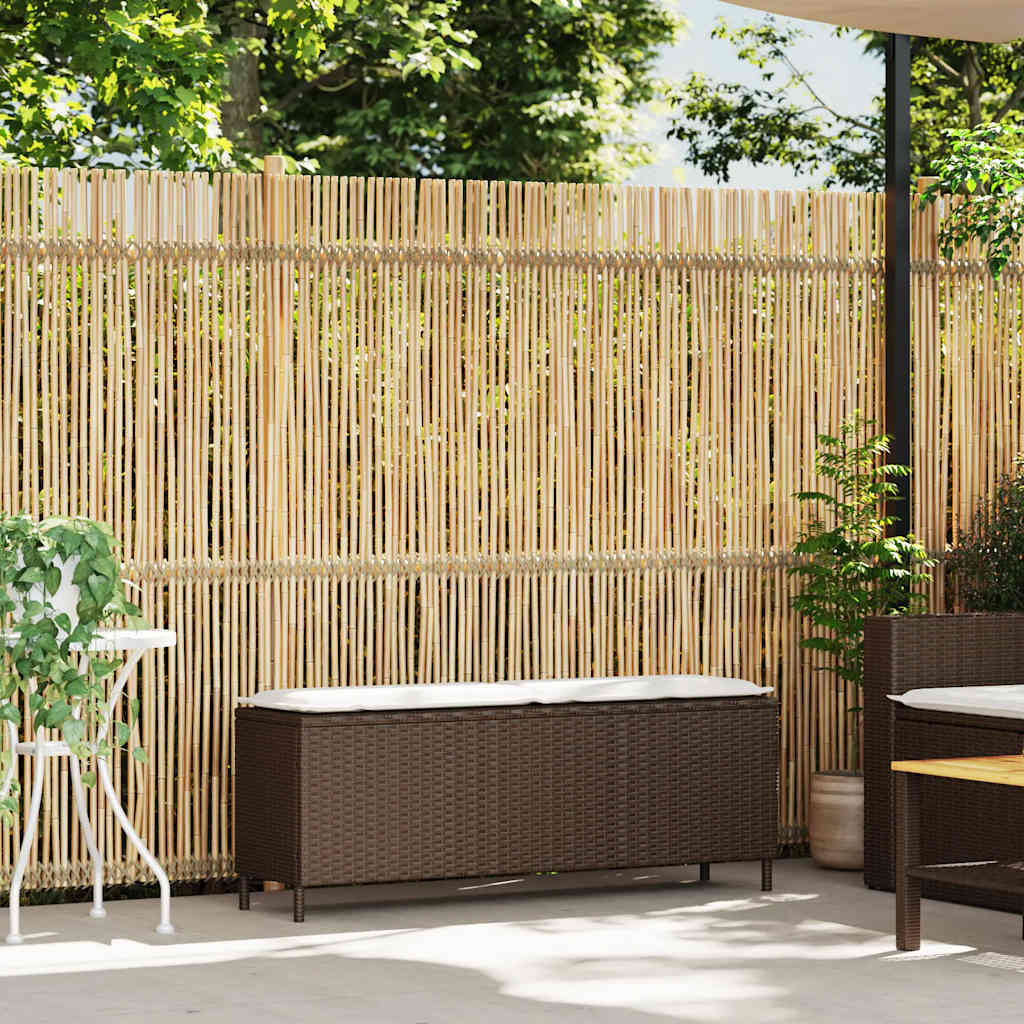 Garden Bench With Cushion Brown 110X30X40.5 Cm Poly Rattan