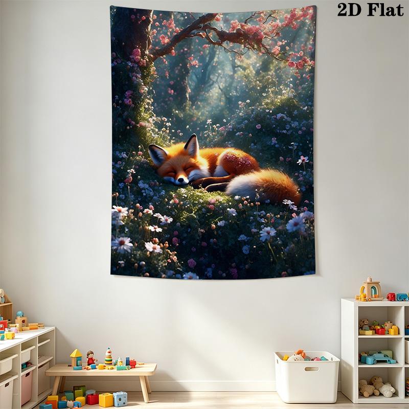 Sleeping Fox Pattern Home Decor Tapestry, Wall Hanging, Decorative RV Wall Cloth.MGT0918152