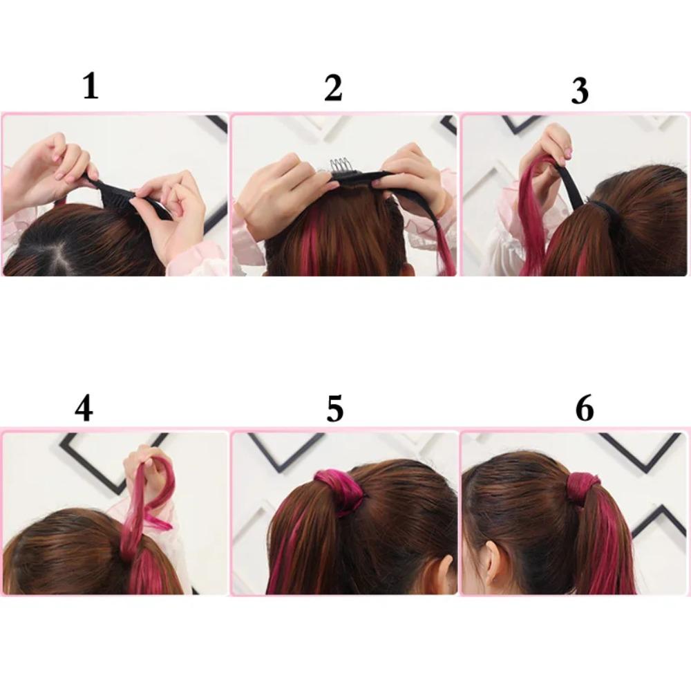 Wavy Ponytail Hair Extension Colored Gradient Hair Piece Fashion Ponytail Wig  Women