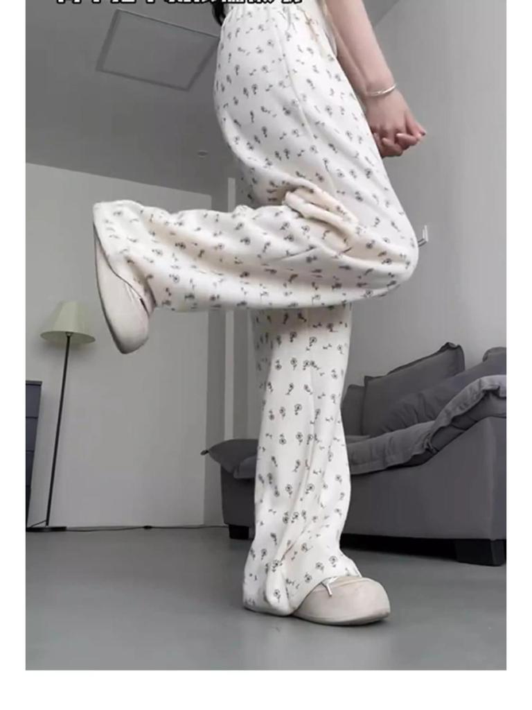 2025 Petite Floral Women’s Sporty Wide-Leg Pants: Versatile, Loose-Fit Summer Casuals