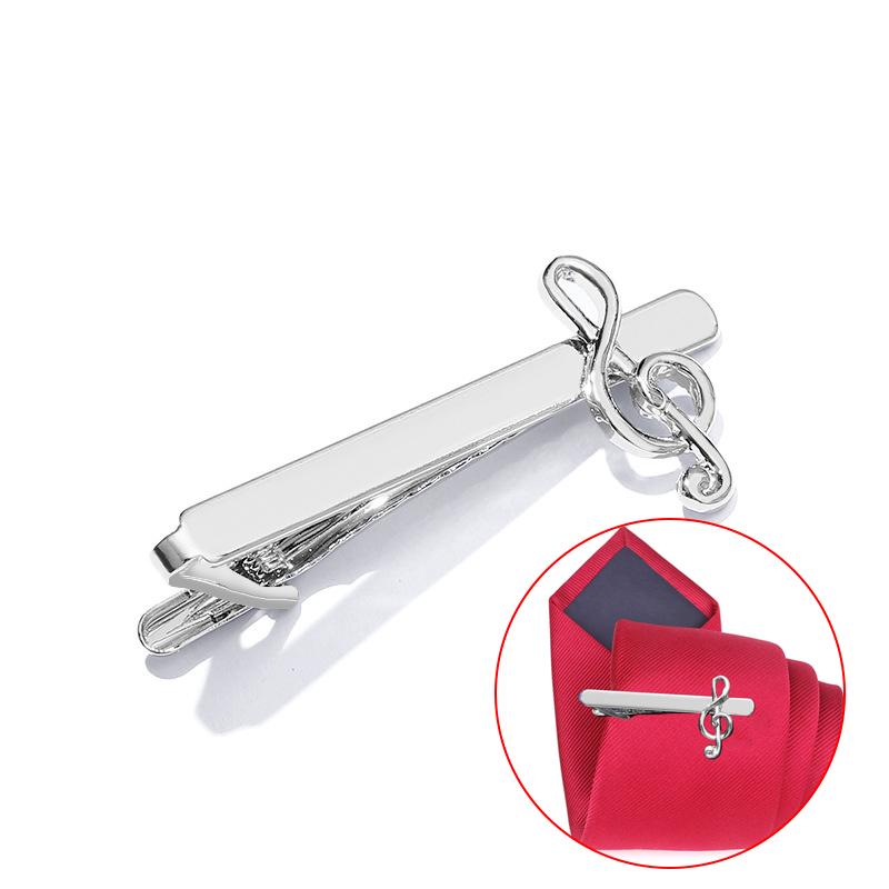 

Модный мужской зажим для галстука с музыкальной нотой, серебряный деловой галстук, эффектный декор, ювелирные изделия серебряный