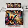 3pcs Butterfly Floral Bedding Sets 3D Printed Colorful Butterflies And Flowers Duvet Cover Sets With Pillowcases No Filling