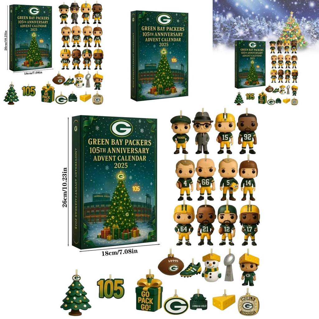 Green Bay Packers Jubiläums-Adventskalender Acryl Weihnachtsdeko Geschenk für Sportfans