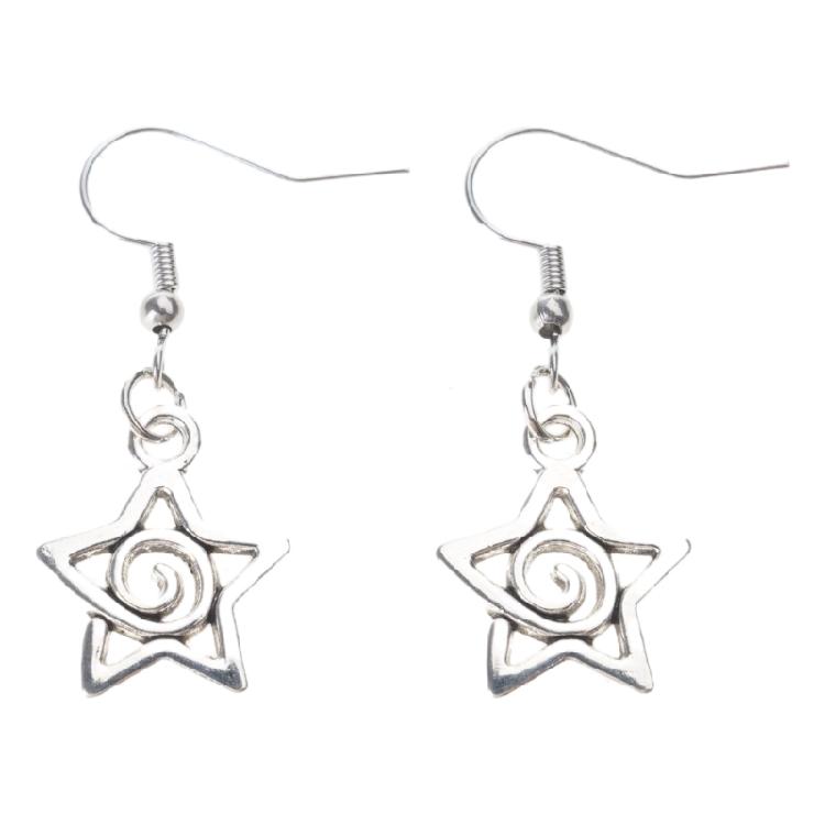 Stylish Swirl Star Pendant Earrings Five-Pointed Star Shaped Ear Rings Ornament 1