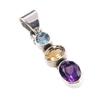 Natural African Amethyst,Citrine 925 Solid Sterling Silver Pendant 1.25" R9m81