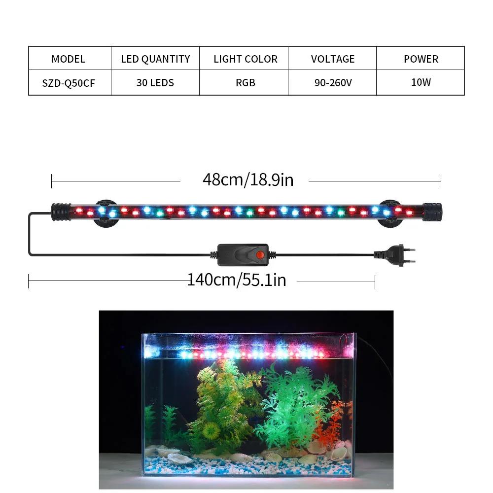 Pflanzenwachstumslicht Aquarium LED-Licht Wasserdicht Fischbeckenlicht 18-48CM Unterwasser-Aquarien Dekor Beleuchtung 90-260V 5730 Chip