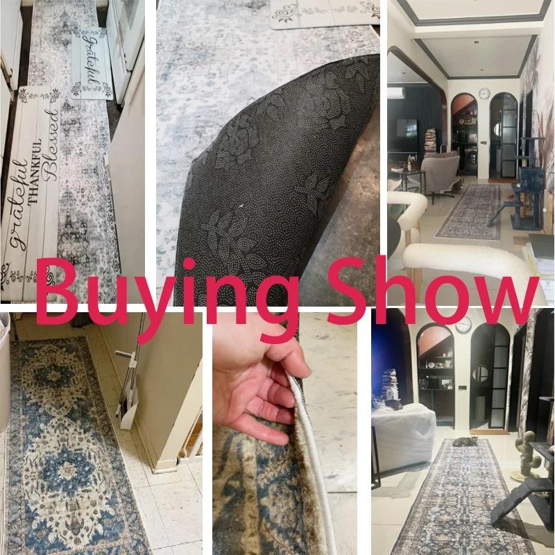 Vintage Persian Floral Runner Rug Soft Non-Slip Hallway Carpet Bohemian Oriental Print Area Rug for Kitchen Bedroom Hallway
