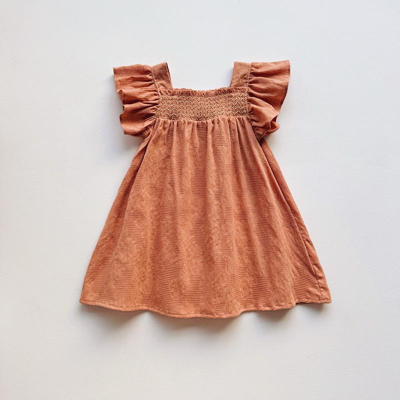 2026 Summer Korean Smocked Puff Sleeve Girls' Cotton Dress