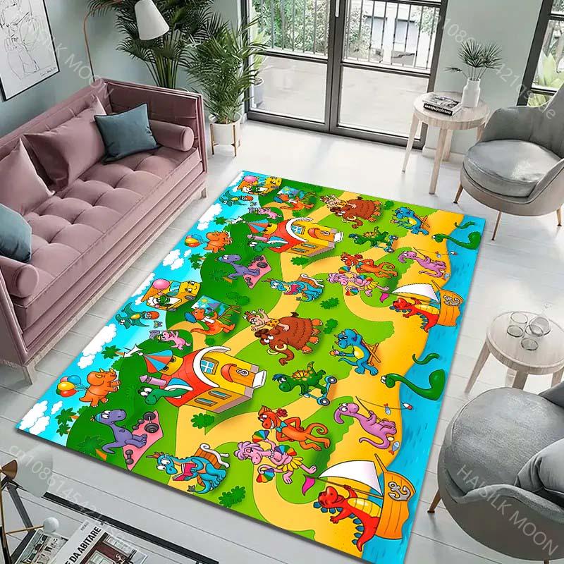 Teppich mit Cartoon-Tiermuster für Wohnzimmer, Schlafzimmer, Sofa, kreative Fußmatte, Heimdekoration, Kinderaktivitätsbereichteppiche