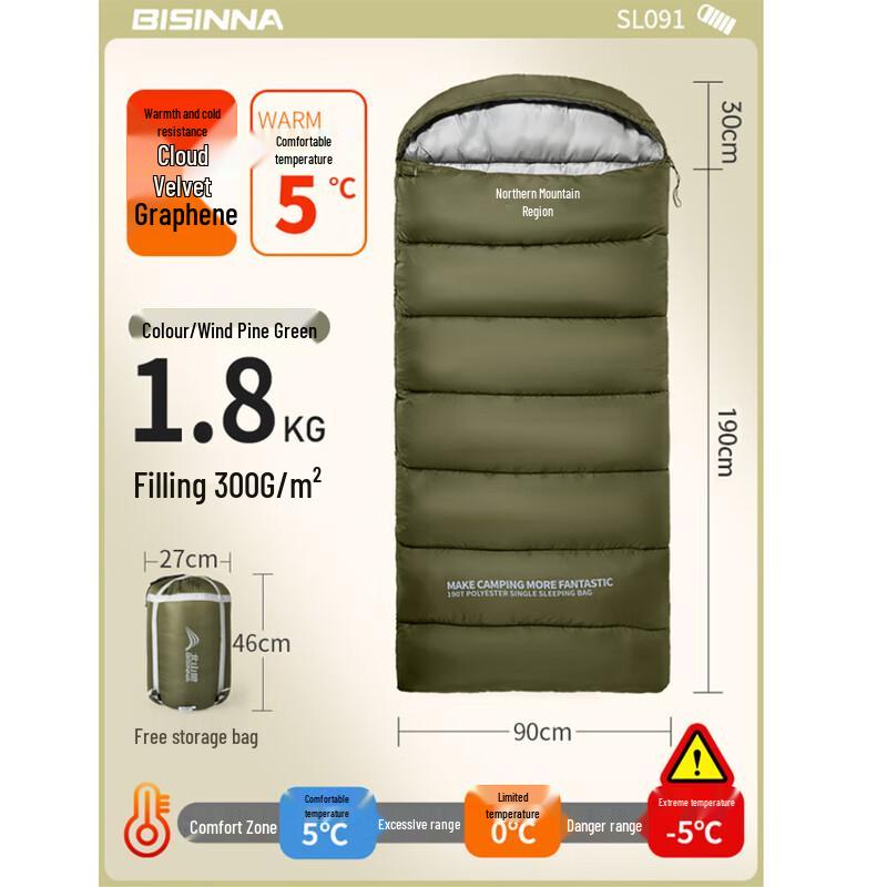 Beishanlang Graphene Winter Camping Sleeping Bag & Quilt 1.8kg