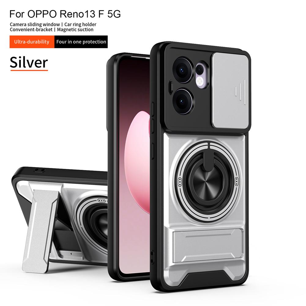 KEYSION Magnetic Phone Case for OPPO Reno13 Pro 5G Reno13 F 5G Slide Camera Protection Upright Kickstand Ring Shockproof Cover