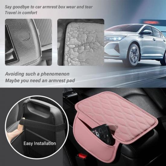 Center Console Cover with Extend Pocket, Leather Arm Rest Cover of Car Organ