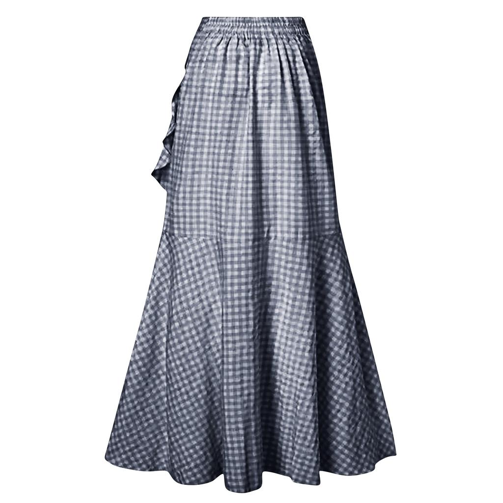 Spódnica damska z wysokim stanem, spódnica z falbanką na dole, spódnica syrenka z tyłu, elastyczna talia, sukienka na bal