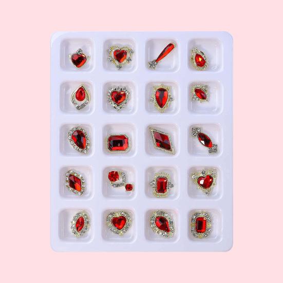 20Pcs/Box Nail Manicure Decor Gloss Three-dimensional Shining Art Sparkling DIY Faux Diamond Nail Alloy Decor