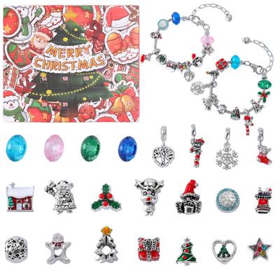 Bracelets de Noël Calendrier de l'Avent Bracelets Compte à Rebours Boîte Cadeau Breloques Ensemble de Bracelets Calendrier d'Arrivée pour Décoration de Maison