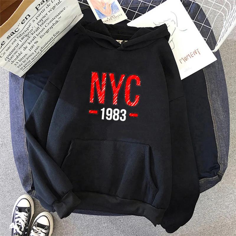 NYC 1983 Print Hoodies New Autumn Winter Casual Thick Men's Top Casual Long Sleeve Sweatshirts Outdoor Sport Clothes