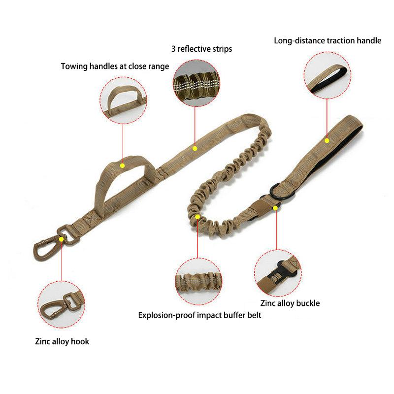 Hundehalsband- und Leinen-Set aus Nylon, strapazierfähiges Hundehalsband, reflektierende Leine, taktisches Trainingshalsband für Haustiere, Leinen-Set für große Hunde