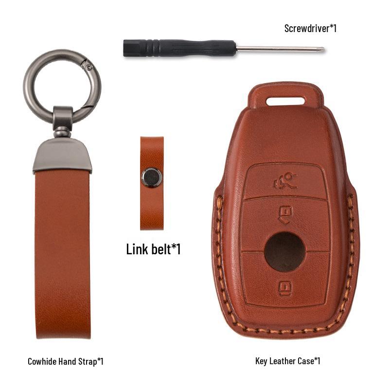 

Mercedes Key Shell Genuine Leather Cover for E-Class E300, A200L, C-Class 260L - Men s Old Model Single Leather Case