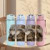 1PC Grey Wolf Head Portrait 750ml Color Plastic Sports Water Bottle Leakproof Flip Straw Lid Suitable for Sports Office Home Use