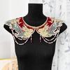 Floral Laple Shawl for Lady Girl Shawl Collar Pearls Studded Embroidered Collar