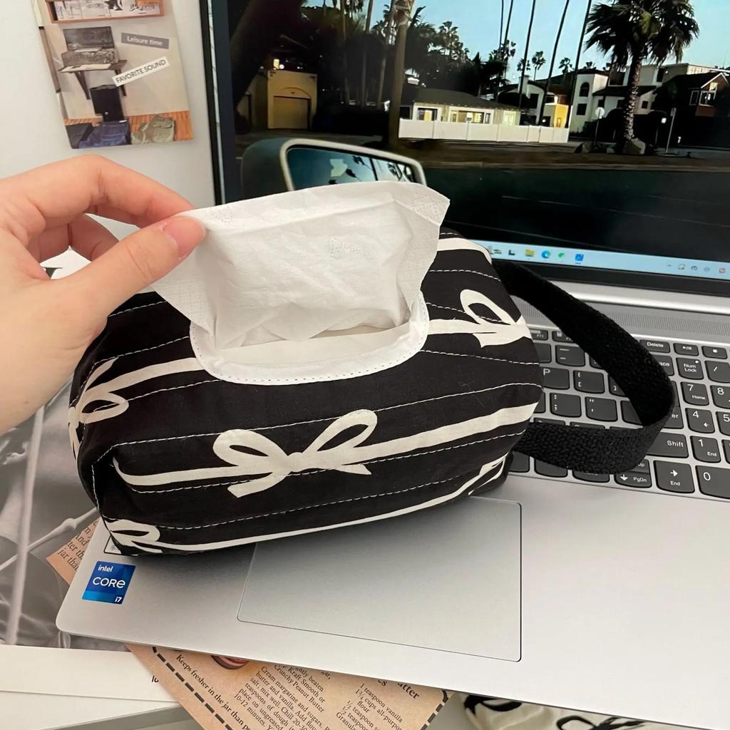 Bowknot Tissue Paper Storage Box Roll Paper Tissue Case Holder Car Napkin Tissue Box Living Room Table Decor Home Organizer