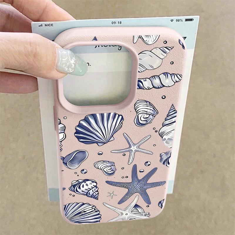 Muschel Seestern Muster Anti-Fall Weiche Handyhülle Für iPhone 16 Pro 16E 15 14 Pro Max 13 12 11 Slim TPU Stoßfest Matt Bumper Abdeckung Hülle